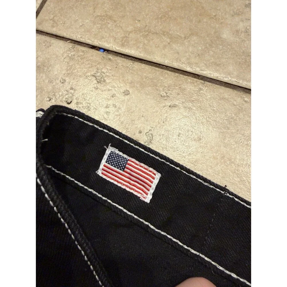 True Religion Jeans Men 36x32 Joey Super T Black Denim USA Made Rope Flap Pocket - Picture 8 of 11